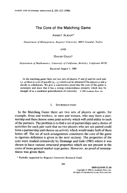 The Core of the Matching Game - Sabanci University Research