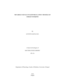 METABOLIC SIGNALS IN SLEEP REGULATION: THE ROLE OF