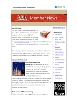AAR October: Elections, Have a Cup of Coffee on AAR, Annual