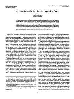 Premonitions of Insight Predict Impending Error