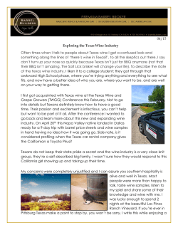 04/15 Exploring the Texas Wine Industry Often times when I talk to