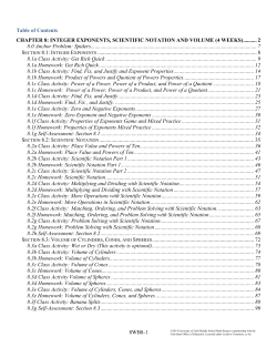 8WB8-1 Table of Contents CHAPTER 8: INTEGER EXPONENTS