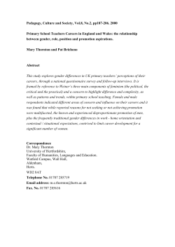 National Survey of primary teachers career patterns