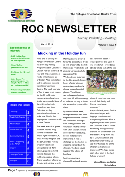 roc newsletter - Refugee Orientation Centre Trust