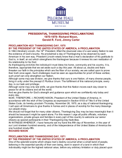 PRESIDENTIAL THANKSGIVING PROCLAMATIONS 1970