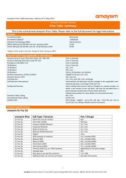 amaysim Price Table Summary