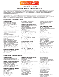 United Arts Donor Recognition - 2016