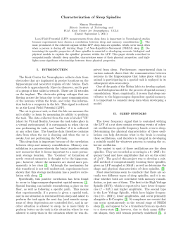 Simon Freedman: Characterization of Sleep Spindles
