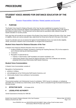 Student Voice Award for Distance Educator of the Year