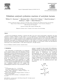 Palladium catalyzed cyclization reactions of acetylenic lactams