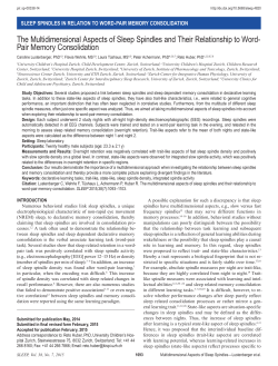The Multidimensional Aspects of Sleep Spindles and Their