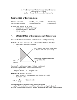 Economics of Environment 1. Efficient Use of Environmental
