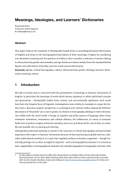 Meanings, Ideologies, and Learners` Dictionaries