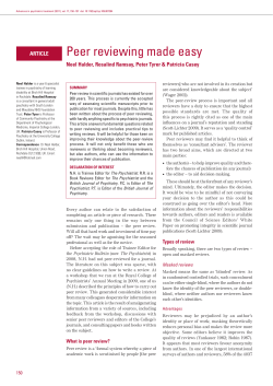Peer reviewing made easy - The Royal College of Psychiatrists
