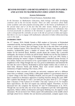 BEYOND POVERTY AND DEVELOPMENT: CASTE DYNAMICS