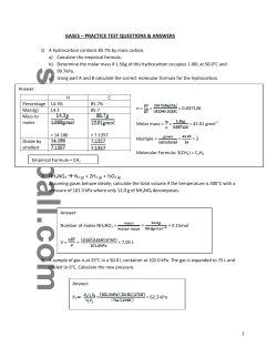 Gases Practice Test Questions-Answers