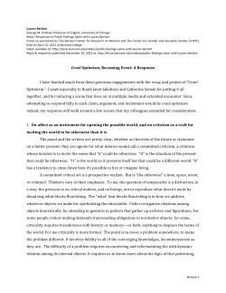 Cruel Optimism, Becoming Event: A Response