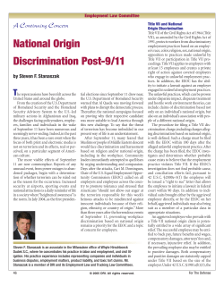 A Continuing Concern: National Origin Discrimination Post-9/11