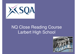NQ Close Reading Course Larbert High School