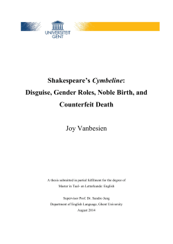 Shakespeare`s Cymbeline: Disguise, Gender Roles, Noble Birth