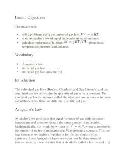 Lesson Objectives Vocabulary Introduction Avogadro`s Law
