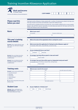 Training Incentive Allowance Application