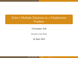 Euler`s Multiple Solutions to a Diophantine Problem