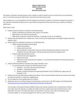 Melrose Public Schools SAMPLE Artifact Packet 2012