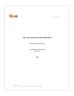 SMA ‐ Smart Materials for Medical Applications Duerig, Stoeckel
