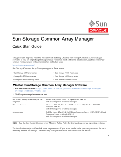 Sun Storage Common Array Manager Quick Start Guide