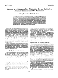 Autonomy as a Moderator of the Relationships Between the Big Five