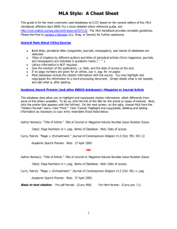 MLA Style: A Cheat Sheet