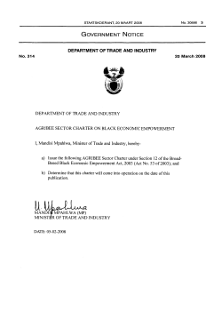 Broad-Based Black Economic Empowerment Act: AGRIBEE Sector