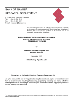 BANK OF NAMIBIA RESEARCH DEPARTMENT