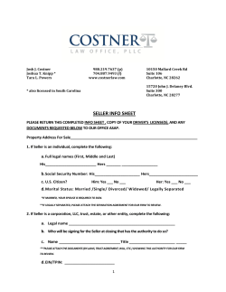 Seller Information Sheet - Costner Law Office, PLLC