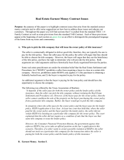 Real Estate Earnest Money Contract Issues