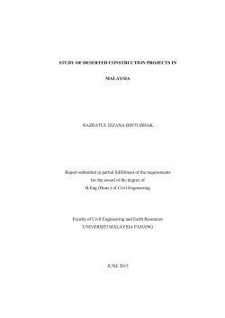 STUDY OF DESERTED CONSTRUCTION PROJECTS IN