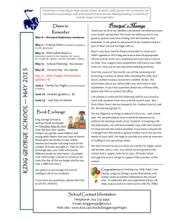 KING GE O RGE SCHOO L — MA Y 20 15