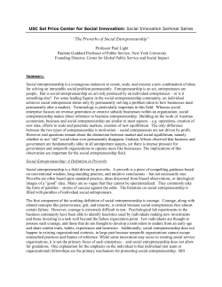 The Proverbs of Social Entrepreneurship