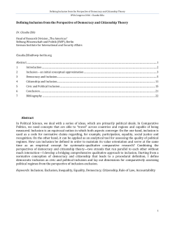 Defining Inclusion from the Perspective of Democracy and