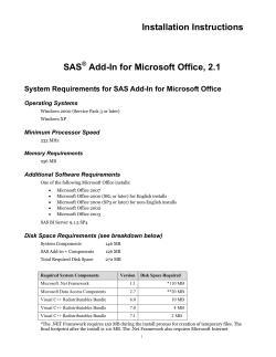 Installation Instructions--SAS Add-in for Microsoft