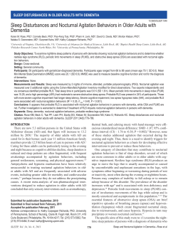 Sleep Disturbances and Nocturnal Agitation Behaviors in Older