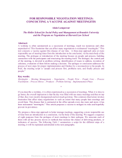 For Responsible Negotiation Meetings- Concocting a