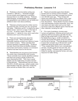 Prehistory Review: Lessons 1-4