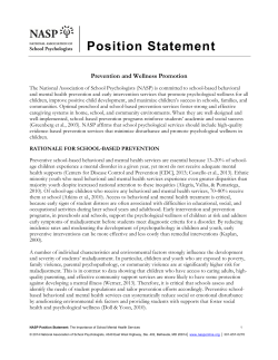 Prevention and Wellness Promotion - National Association of School