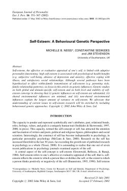 Self-Esteem: A Behavioural Genetic Perspective