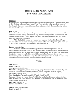 Bobcat Ridge Natural Area Pre-Field Trip Lessons
