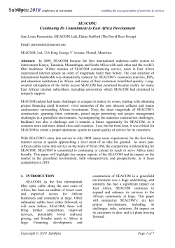 SEACOM: Continuing Its Commitment to East Africa