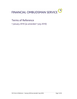 Terms of Reference - Financial Ombudsman Service