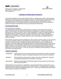Cleaning Porous Metal Products Guide